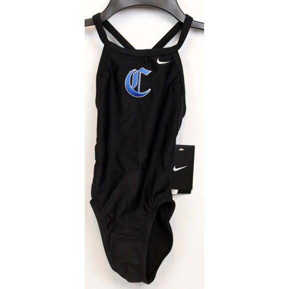 NEW Nike Bathing Swim Suit Girls sz 6 Black 1pc Open Back Criss Cross Straps "C"